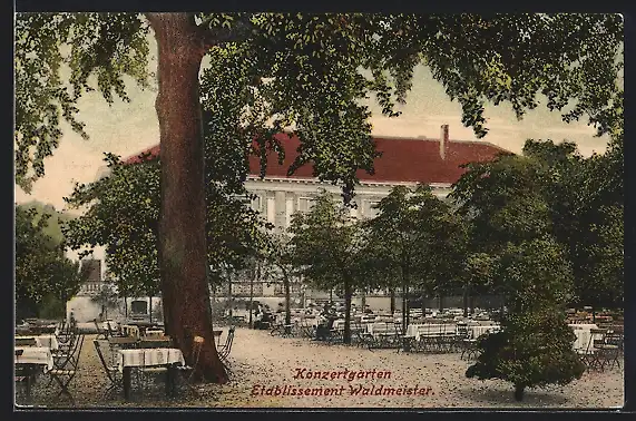 AK Böhlitz-Ehrenberg, Konzertgarten u. Cafe Waldmeister Ernst Meier