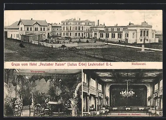 AK Leutersdorf / Oberlausitz, Hotel Deutscher Kaiser, Wintergarten