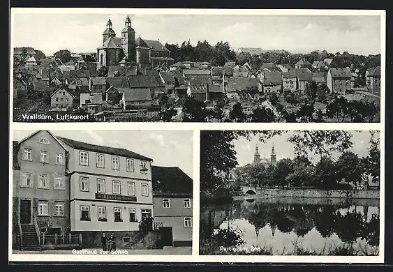 AK Walldürn /Baden, Gasthaus zur Sonne Ed. Neuberger, See, Teilansicht