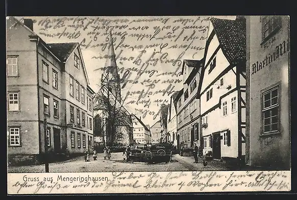 AK Mengeringhausen, Strassenpartie mit Kirche