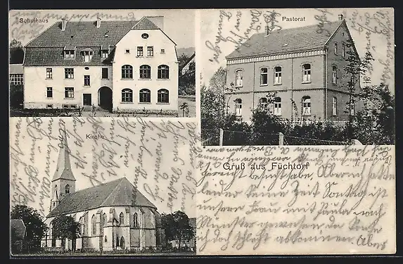 AK Füchtorf, Schulhaus, Kirche, Pastorat