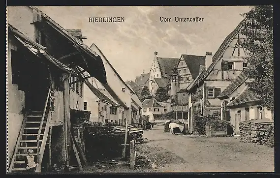 AK Riedlingen / Württ., Vom Unterwasser, Strassenpartie