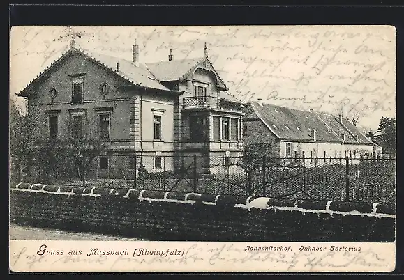 AK Mussbach / Neustadt, Johanniterhof Sartorius mit Garten