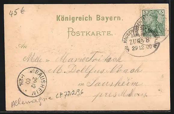 Lithographie Schopfloch / Mfr., Ortsansicht mit Kirche und Schule