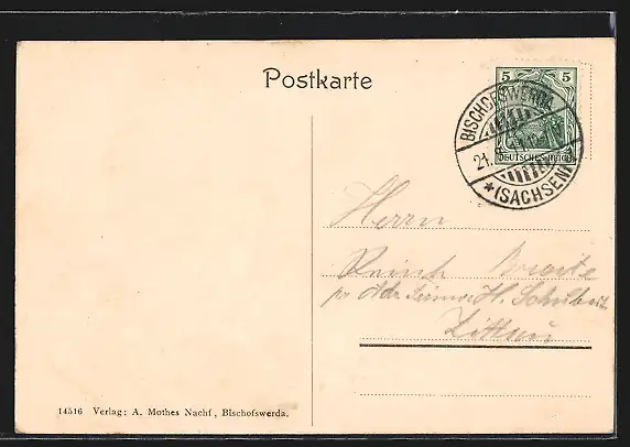 AK Bischofswerda, Gasthof zum neuen Anbau, Radfahrer-Station