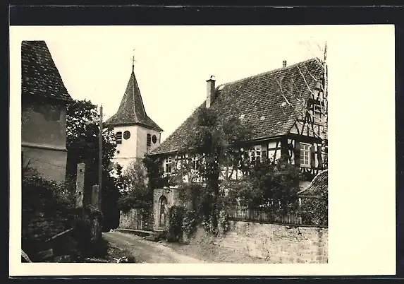 Foto-AK Kieselbronn, Evang. Kirche vom Zwingerhof aus