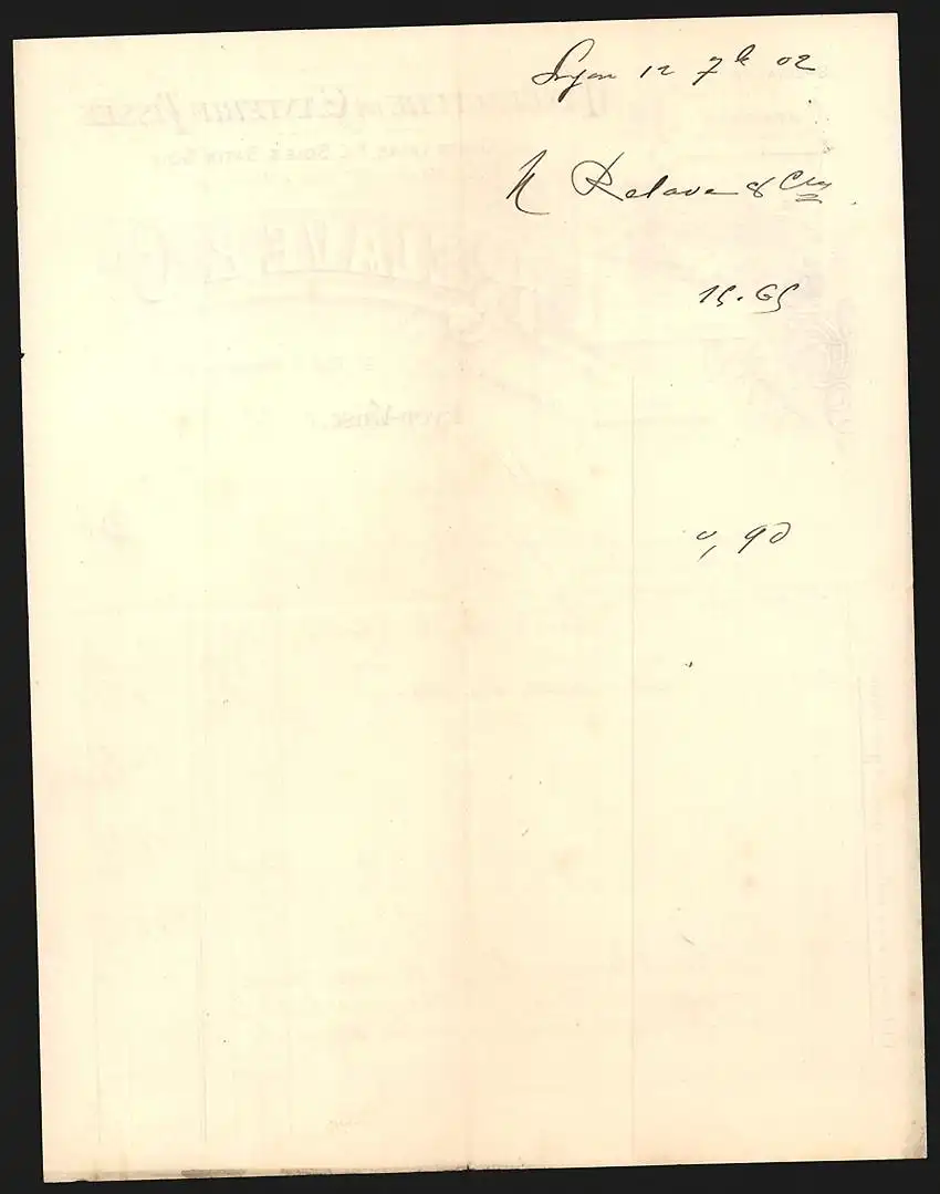 Rechnung Lyon-Vaise 1902, Relave & Cie., Manufacture de Ganterie Tissée, Die Fabrikanlage aus der Vogelschau