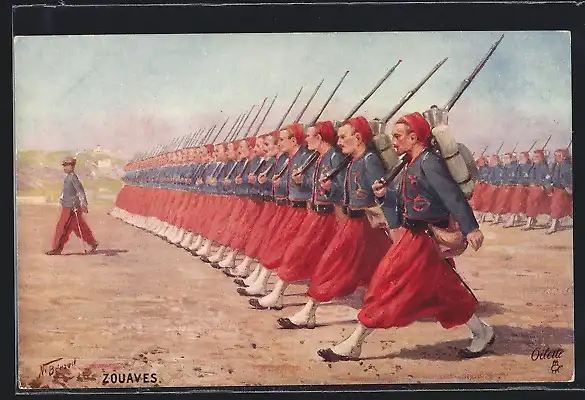 AK Zouaves, Infanteriesoldaten in Uniformen mit Gewehren