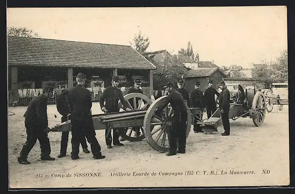 AK Sissonne, 155 C. T. R., französische Artillerie