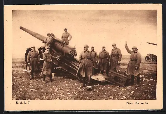 AK Pièce 155 au tir, Französische Artillerie