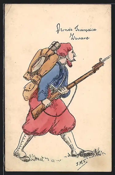 Künstler-AK Französischer Infanterist mit Gewehr