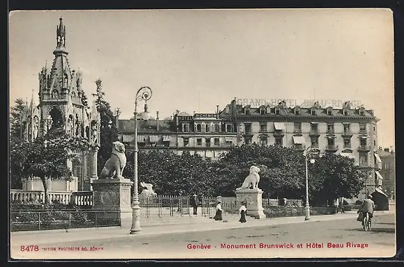 AK Genève, Monument Brunswick et Hôtel Beau Rivage
