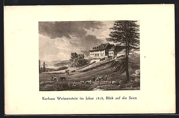 AK Solothurn, Kurhaus Weissenstein im Jahre 1818, Blick auf die Seen