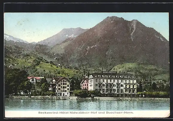 AK Beckenried, Hotel Nidwaldner Hof und Buochser-Horn