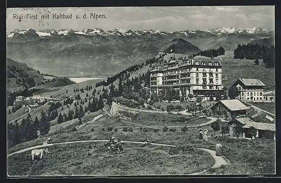 AK Rigi-First, Kaltbad u. d. Alpen