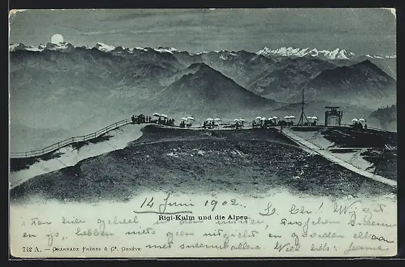 AK Rigi-Kulm, Blick auf die Alpen