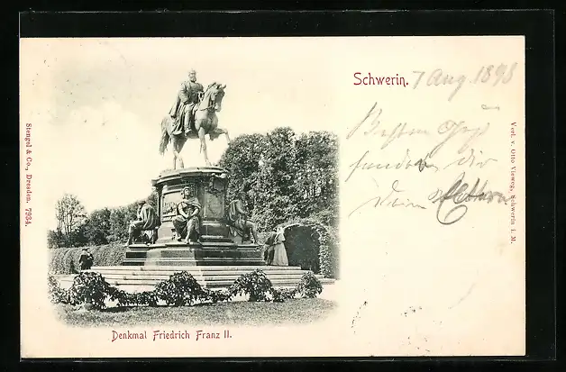 AK Schwerin / Meckl., Denkmal Friedrich Franz II.