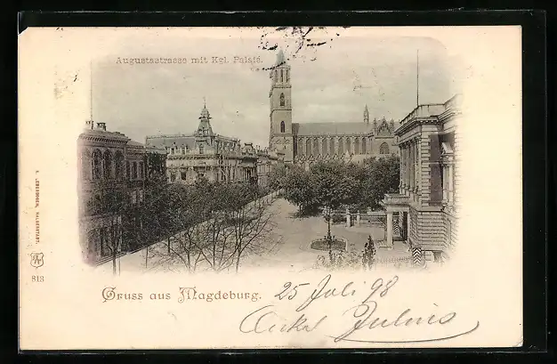 AK Magdeburg, Augustastrasse mit Kgl. Palais