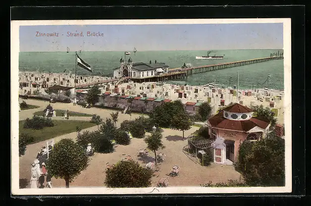 AK Zinnowitz, Strand und Brücke