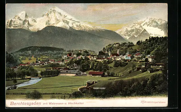 AK Berchtesgaden, Gesamtansicht mit Watzmann und Hochkalter