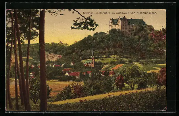 AK Lichtenberg / Odenwald, Blick auf Schloss