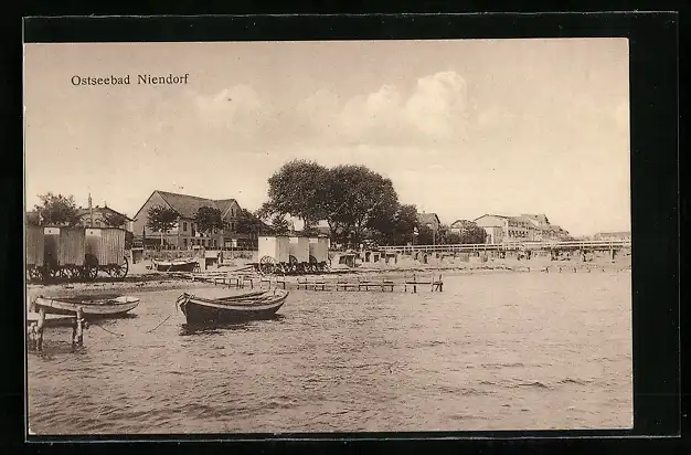 AK Niendorf /Ostsee, Panorama vom Wasser aus