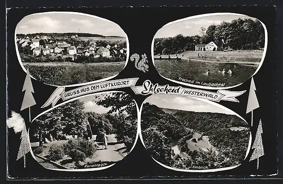 AK Ehlscheid /Westerwald, Freibad im Laubachtal, Ortsansicht