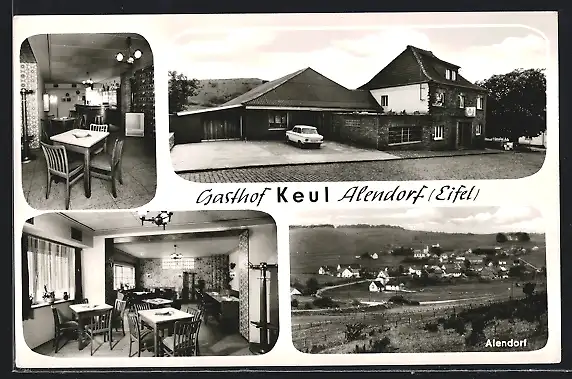 AK Alendorf / Eifel, Gasthaus Keul, Innen- und Aussenansicht