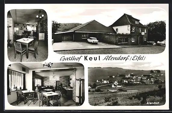 AK Alendorf / Eifel, Gasthaus Keul, Innen- und Aussenansicht