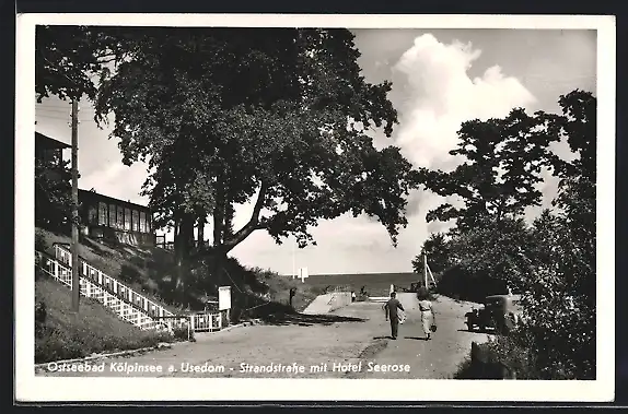 AK Kölpinsee, Strandstrasse mit Hotel Seerose