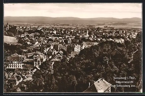 AK Sonneberg / Thür., Gesamtansicht vom Schlossberg aus