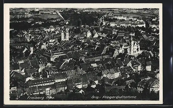 AK Freiberg /Sa., Teilansicht vom Flugzeug aus