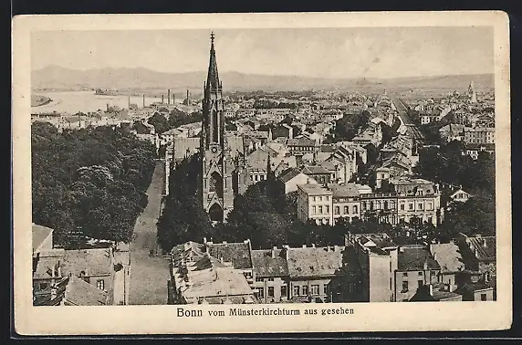AK Bonn, Ortsansicht von der Münsterkirche aus gesehen