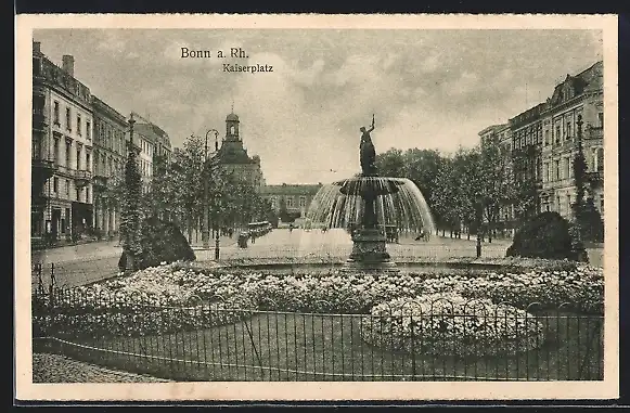 AK Bonn a. Rh., Kaiserplatz mit Brunnen