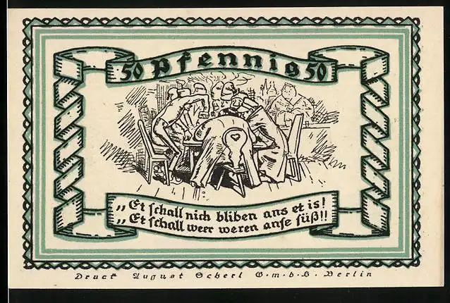 Notgeld Stolzenau 1921, 50 Pfennig, Männeri m Gasthaus