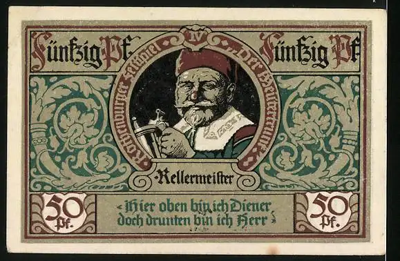 Notgeld Rothenburg ob der Tauber 1921, 50 Pfennig, Stadtwappen