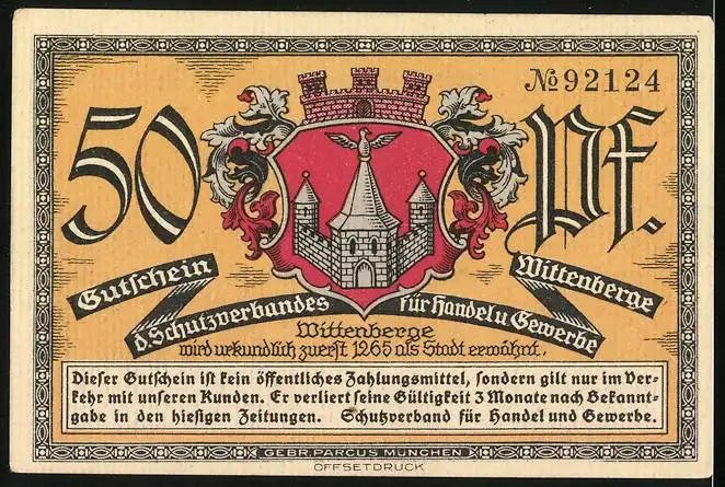 Notgeld Wittenberge, 50 Pfennig, Städtisches Realgymnasium