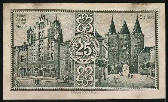 Notgeld Goch 1921, 25 Pfennig, Rathaus, Wappen