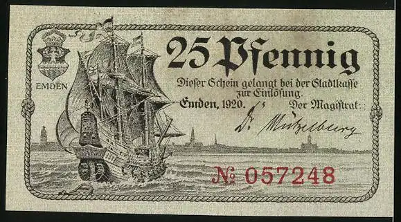 Notgeld Emden 1920, 25 Pfennig, Am alten Hafentor