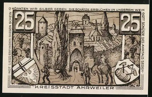 Notgeld Ahrweiler 1921, 25 Pfennig, Konrad von Blankart