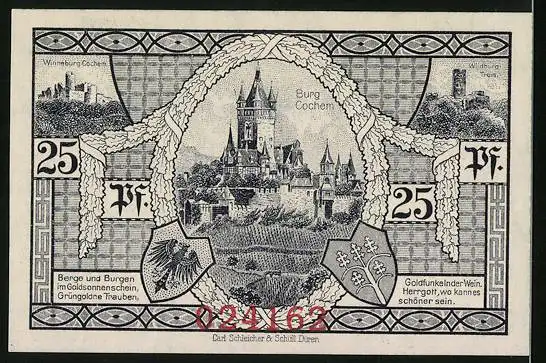 Notgeld Cochem 1921, 25 Pfennig, Rathaus, Burg Cochem