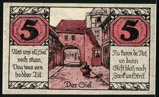 Notgeld Salzwedel 1921, 5 Pfennig, Bauern bei der Arbeit, Der Siel