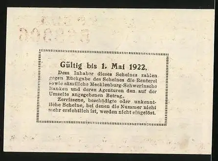 Notgeld Schwerin / Mecklenburg 1922, 25 Pfennig, Wappen mit Stier