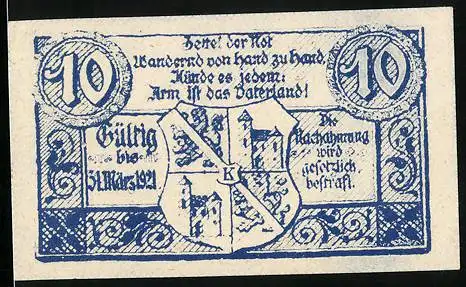 Notgeld Kirchdorf 1921, 10 Heller, Stadtwappen
