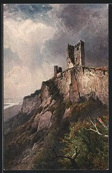 AK der Drachenfels mit Ruine