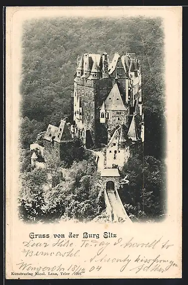 AK Burg Eltz, Ansicht im Waldgebiet mit Burgtor