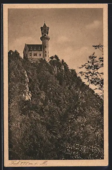 AK Burg Teck, Die Ruine mit prominentem Turm
