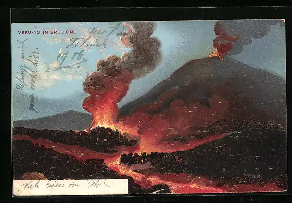 AK Vesuvio in Eruzione, Ausbruch des Vulkans Vesuv