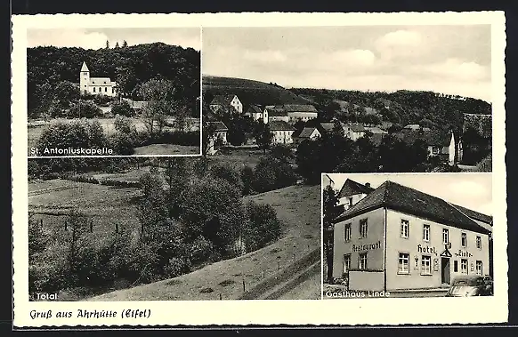 AK Ahrhütte / Eifel, Gasthaus Linde, St. Antoniuskapelle