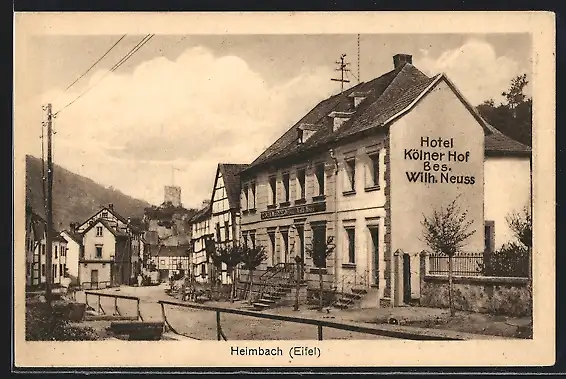 AK Heimbach / Eifel, Strassenpartie mit Hotel Kölner Hof